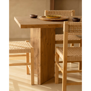 Table de salle à manger en bois massif en ton chêne foncé en différentes tailles