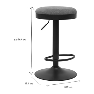 Tabourets de bar réglables en tissu chenille vert kaki et métal (lot de 2) THOR