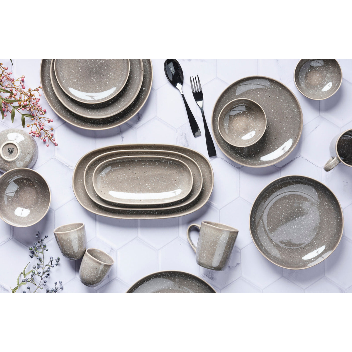 Service Les Essentiels STELLAR - 18 pièces - Gris béton