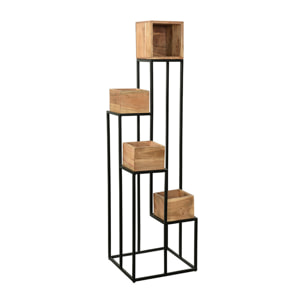 Support de plantes en bois massif et métal noir L42.5 cm PIANO