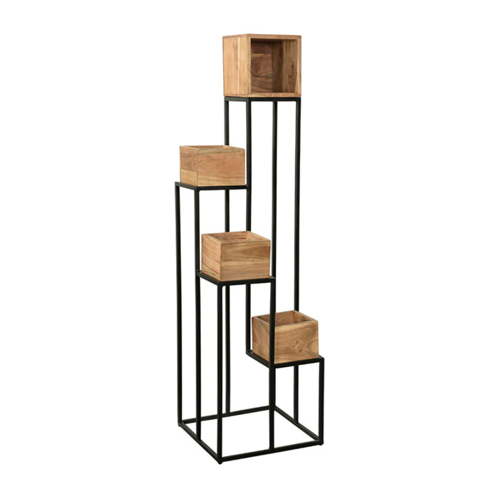 Support de plantes en bois massif et métal noir L42.5 cm PIANO