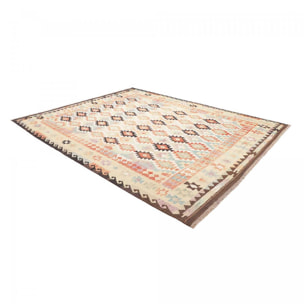 Tapis kilim géométrique, tissé à plat, laine naturelle, ZONIDOZ