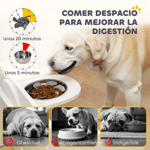 Comedero Perros Elevado de 3 Alturas Ajustables Cuencos para Perros 2x1 L y 1 Alfombrilla Antivoracidad Comedero para Perros Pequeños Medianos y Grandes Blanco