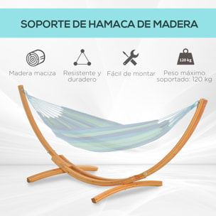 Outsunny Soporte para Hamaca de Madera 325x120x118 cm Estructura para Hamaca Doble Carga Máx. 220 kg para Jardín Terraza Interiores y Exteriores Natural