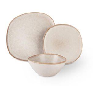 Service 12 assiettes Excelsa Stone, stoneware, blanc