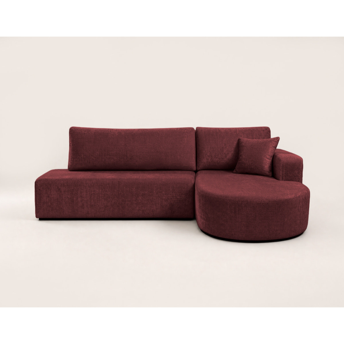 Miro - Canapé d'angle droit 4 places convertible avec coffre en velours texturé - Prune