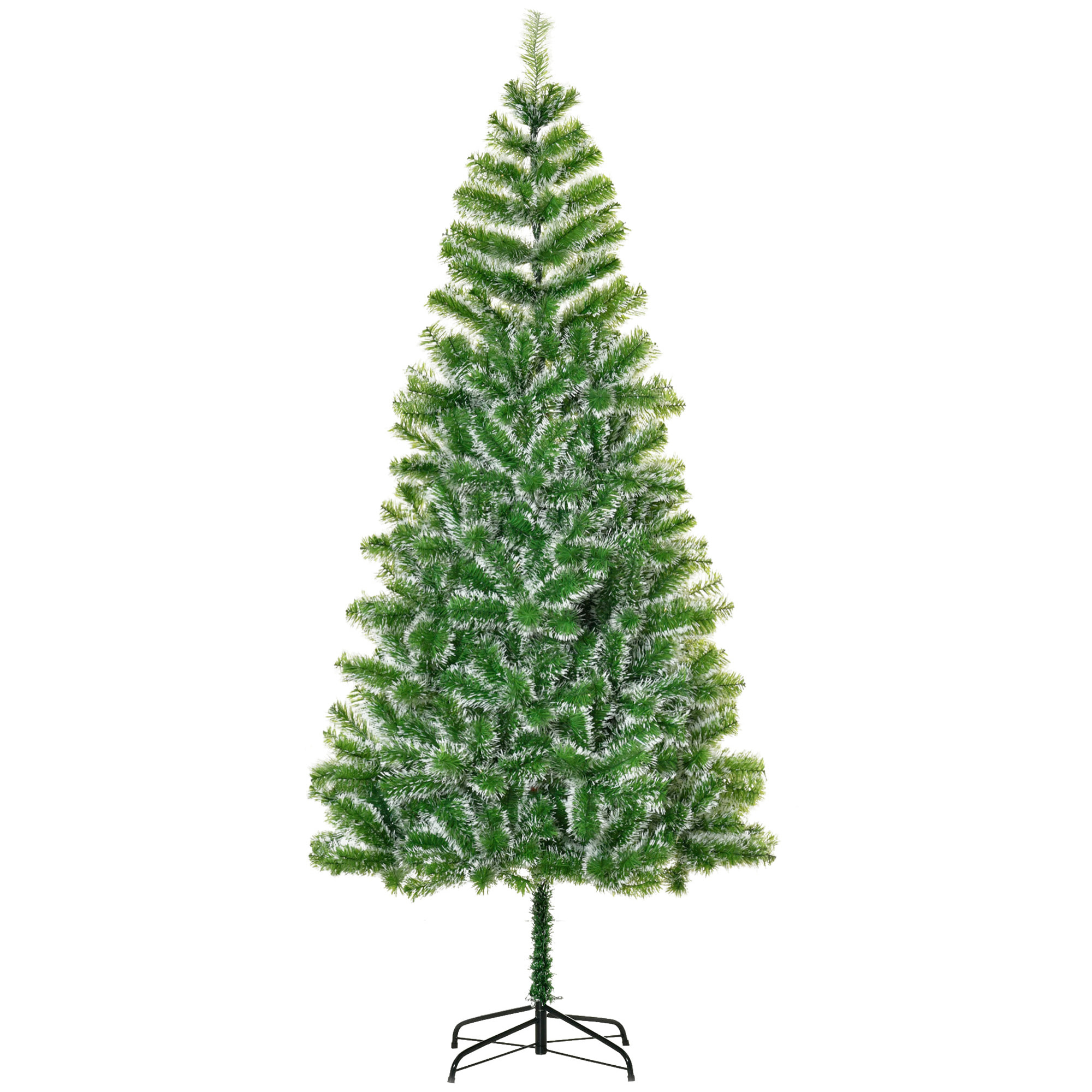 HOMCOM Árbol de Navidad Artificial 210 cm con 968 Ramas Hojas de PET y Soporte de Metal Decoración Navideña para Interior Salón Fiestas Ø100x210 cm Verde