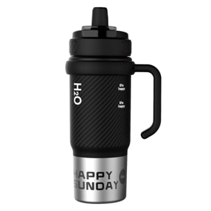 Termo MD-058 de 800 ml con sellado antifugas, filtro colador integrado y pajita incluida. Tapa con doble apertura, asa de transporte e interior de acero inoxidable.