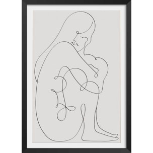 Affiche Pudeur line art Affiche + cadre en bois - Noir