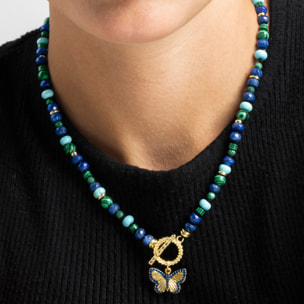 Collar con Lapislazuli Natural acabado oro 18k