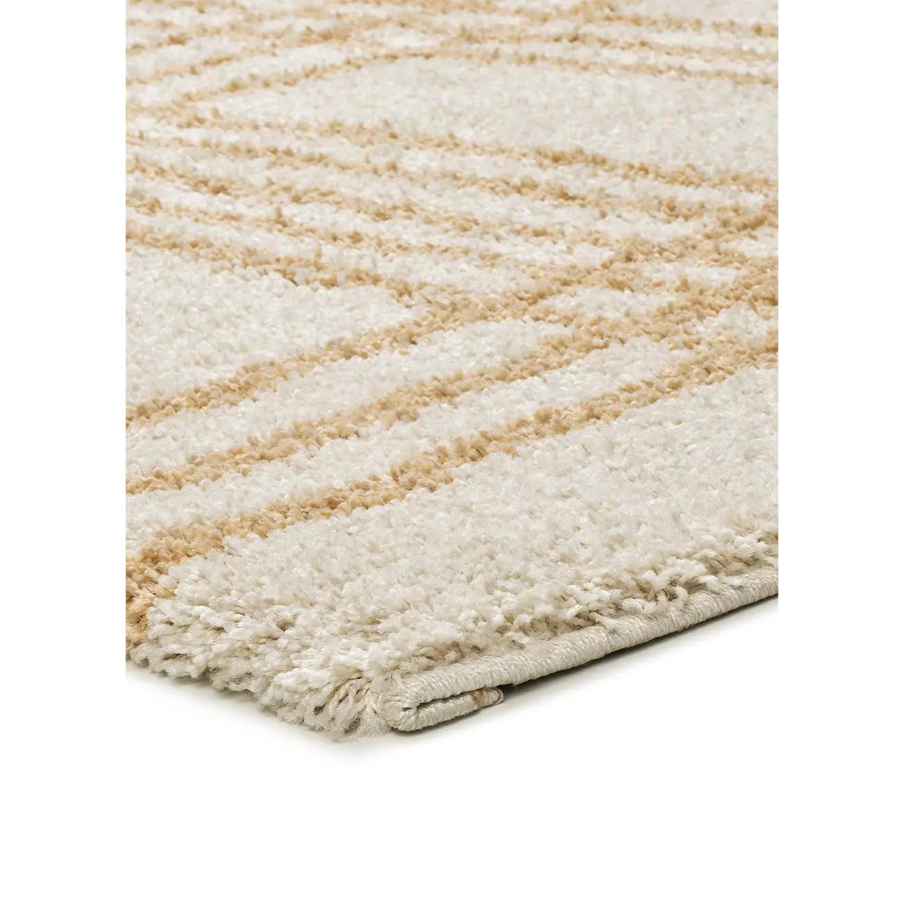 HELIA Alfombra shaggy de estilo nórdico en tonos beige, varias medidas disponibles
