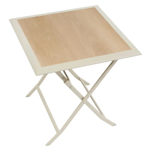 Table de jardin 2 places Azua pliable beige 71x71cm