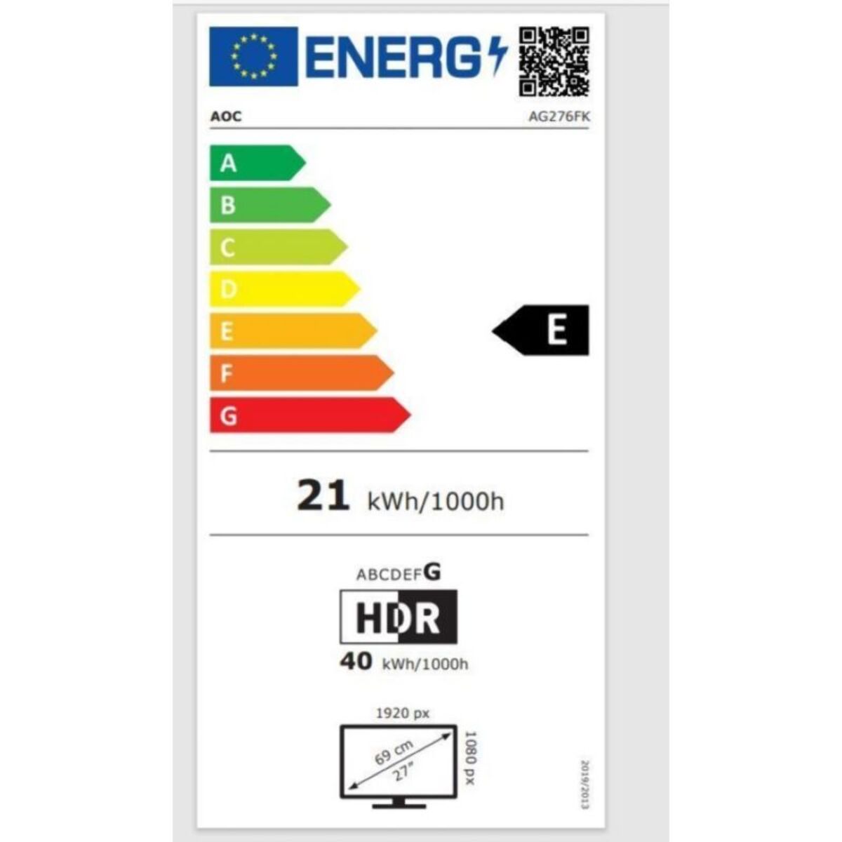 Ecran PC Gamer AOC AGON PRO 27" Full HD 540Hz Fast IPS HDR 400 Adaptive-Sync