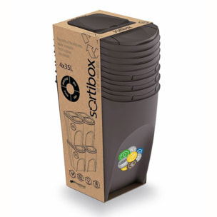 Juego de 4 cubos de reciclaje 140L Prosperplast Sortibox, antracita