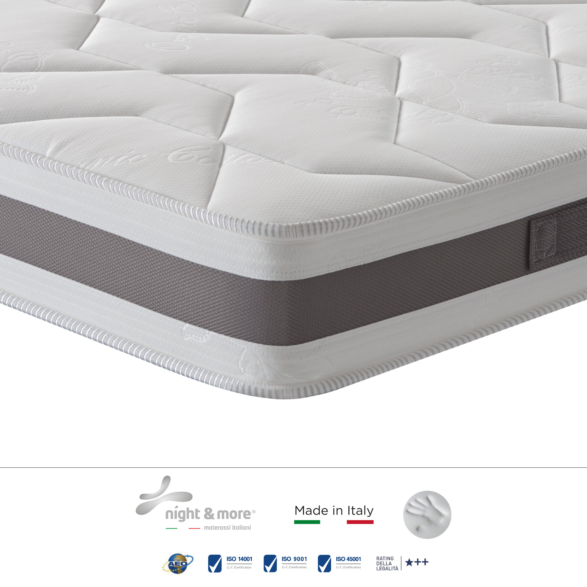 Combinazione: Materasso "Sogno" 1cm memory foam H18 cm 120x190 con guanciale Aloe vera