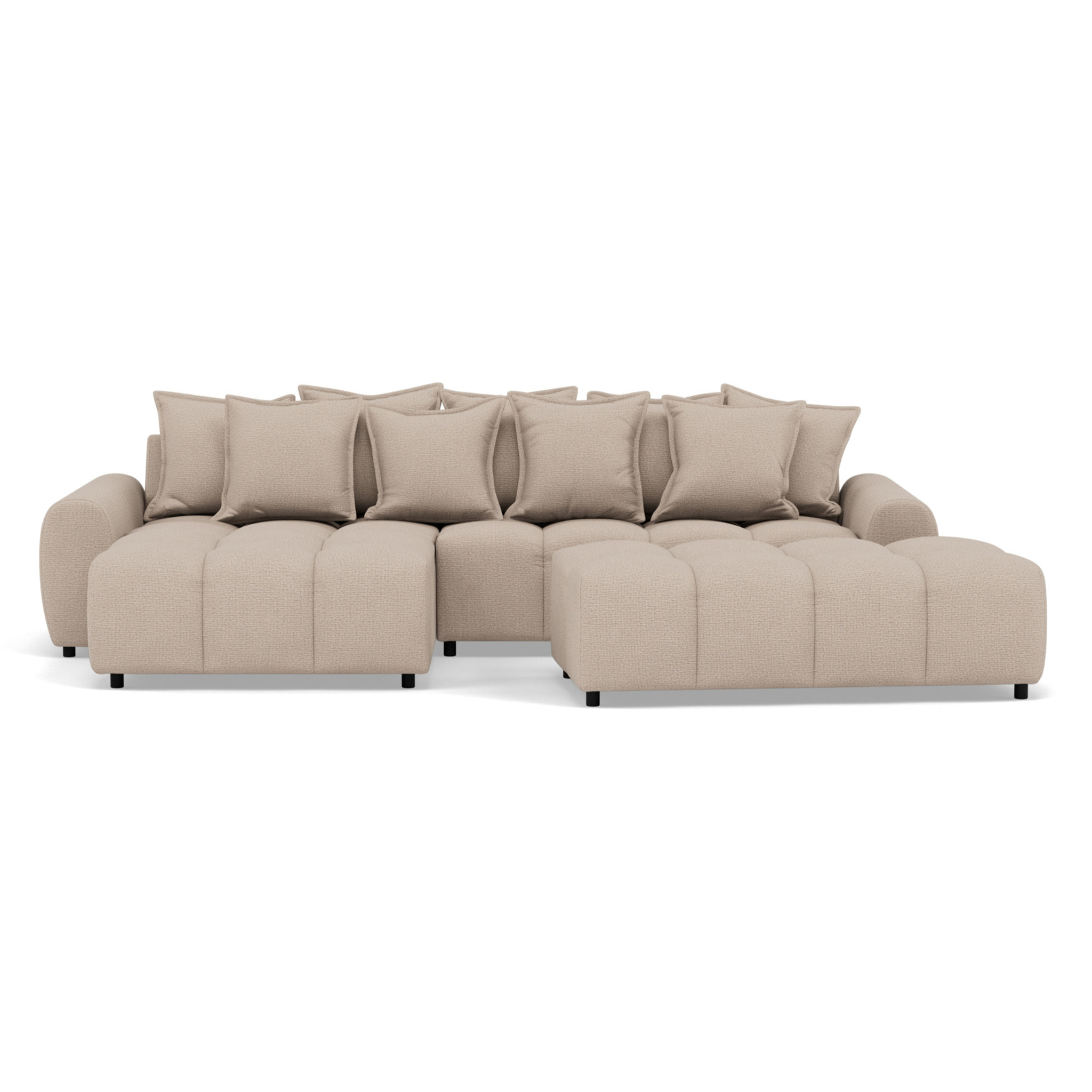 Adelaide - canapé d'angle réversible 4 places avec pouf d'appoint en tissu texturé - Beige