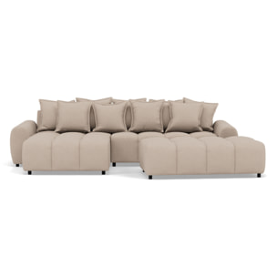 Adelaide - canapé d'angle réversible 4 places avec pouf d'appoint en tissu texturé - Beige