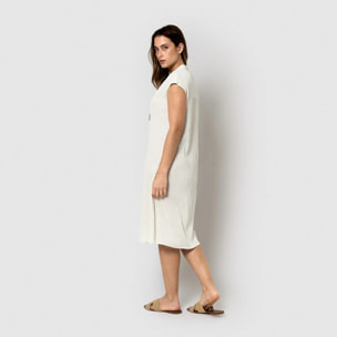 Vestido corto algodón lino natural