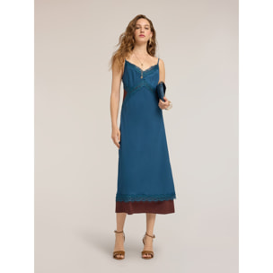 Motivi - Vestito regular in crêpe de chine con pizzo - Ottanio