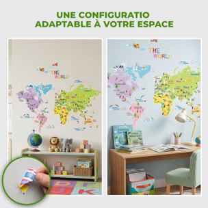 Stickers Muraux décoration adhésifs carte du monde pour enfants