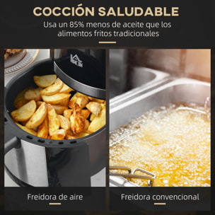 HOMCOM Freidora sin Aceite 4L Freidora de Aire Caliente 1300W con 12 Programas Pantalla LED Táctil Temperatura Ajustable Temporizador y Cesta Antiadherente 34,2x25,6x31,8 cm Negro