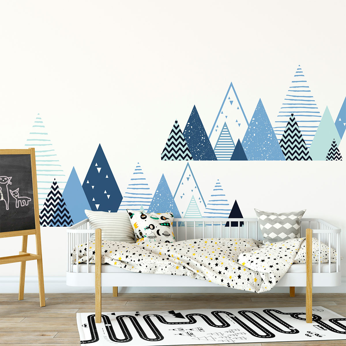 Stickers muraux enfants - Décoration chambre bébé - Autocollant Sticker mural géant enfant montagnes scandinaves NABIKA