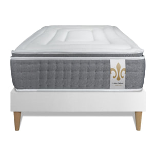 Ensemble Matelas Vingt-Six PLUS - 26cm - Ressorts ensachés et mémoire de forme - Surmatelas intégré - Sommier kit Blanc