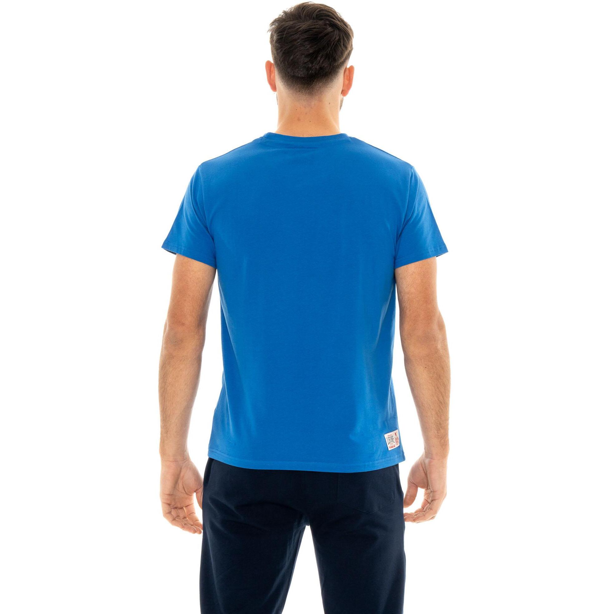 Camiseta de manga corta de algodón elástico con gran logo Leone Basic