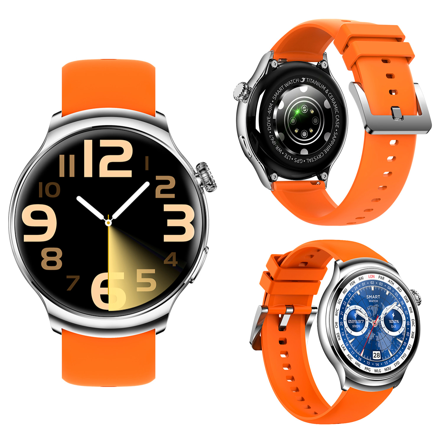 Smartwatch Z93 Pro con display AMOLED, monitoraggio della salute, modalità sportive, temperatura corporea e chiamate bluetooth.