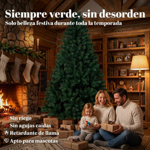 Árbol de Navidad Artificial de 230 cm, Árbol de Navidad de Abeto con Ramas Articuladas, 1300 Puntas de PVC Ignífugo, Montaje Rápido, Soporte de Acero Plegable, Verde
