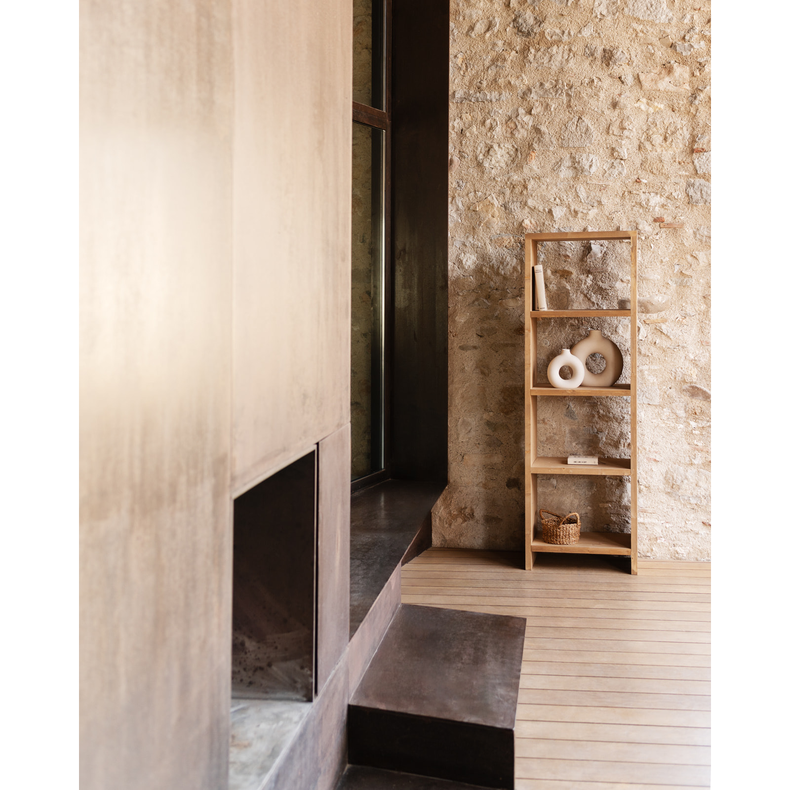 Étagère en bois massif ton chêne moyen de 180x60cm Hauteur: 180 Longueur: 60 Largeur: 35