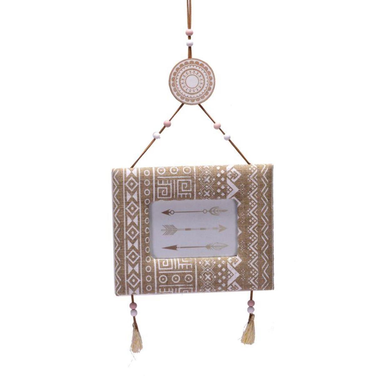 Portafoto da muro in legno e tessuto morfeo rettangolare cm21x50x2