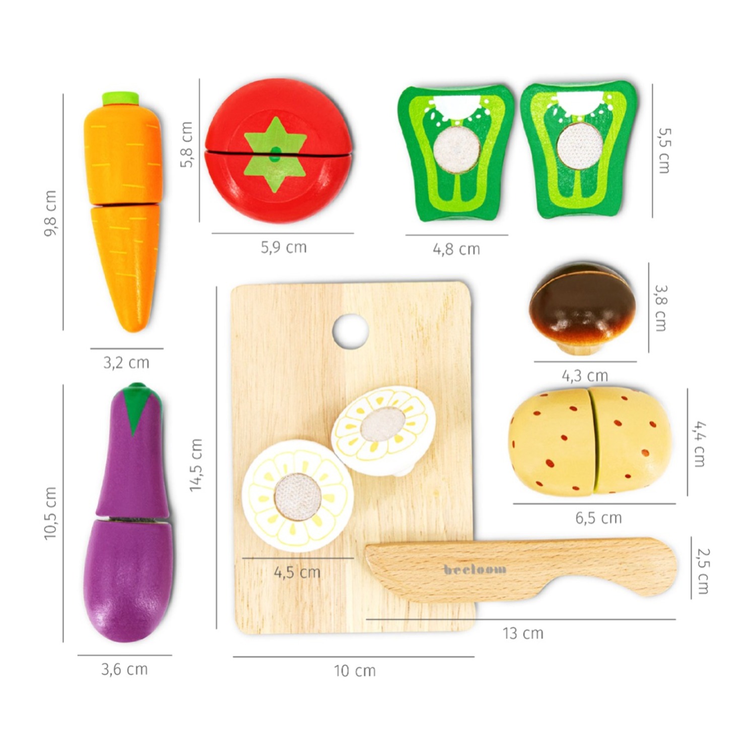 set de verduras VEGGIE TABLE para cortar de madera