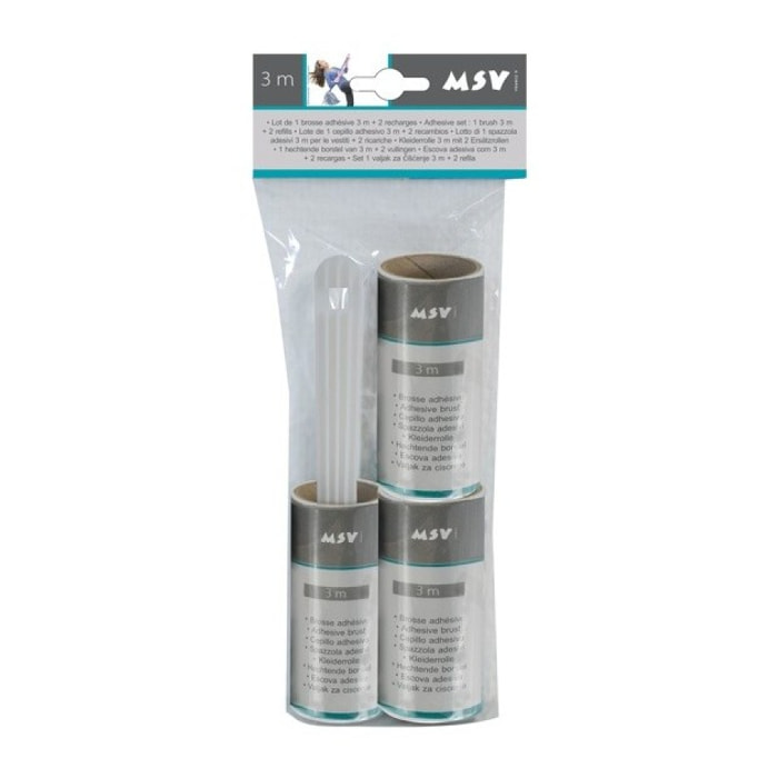MSV Brosse rouleau adhesive à  vètement+ 2 Rechanges 5M