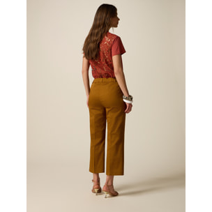 Oltre - Pantalones cropped de mezcla de algodón - Marrón
