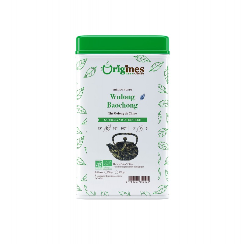 Wulong Baochong - Thé oolong Bio de Chine - Boîte Métal 50g