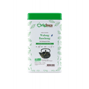 Wulong Baochong - Thé oolong Bio de Chine - Boîte Métal 50g