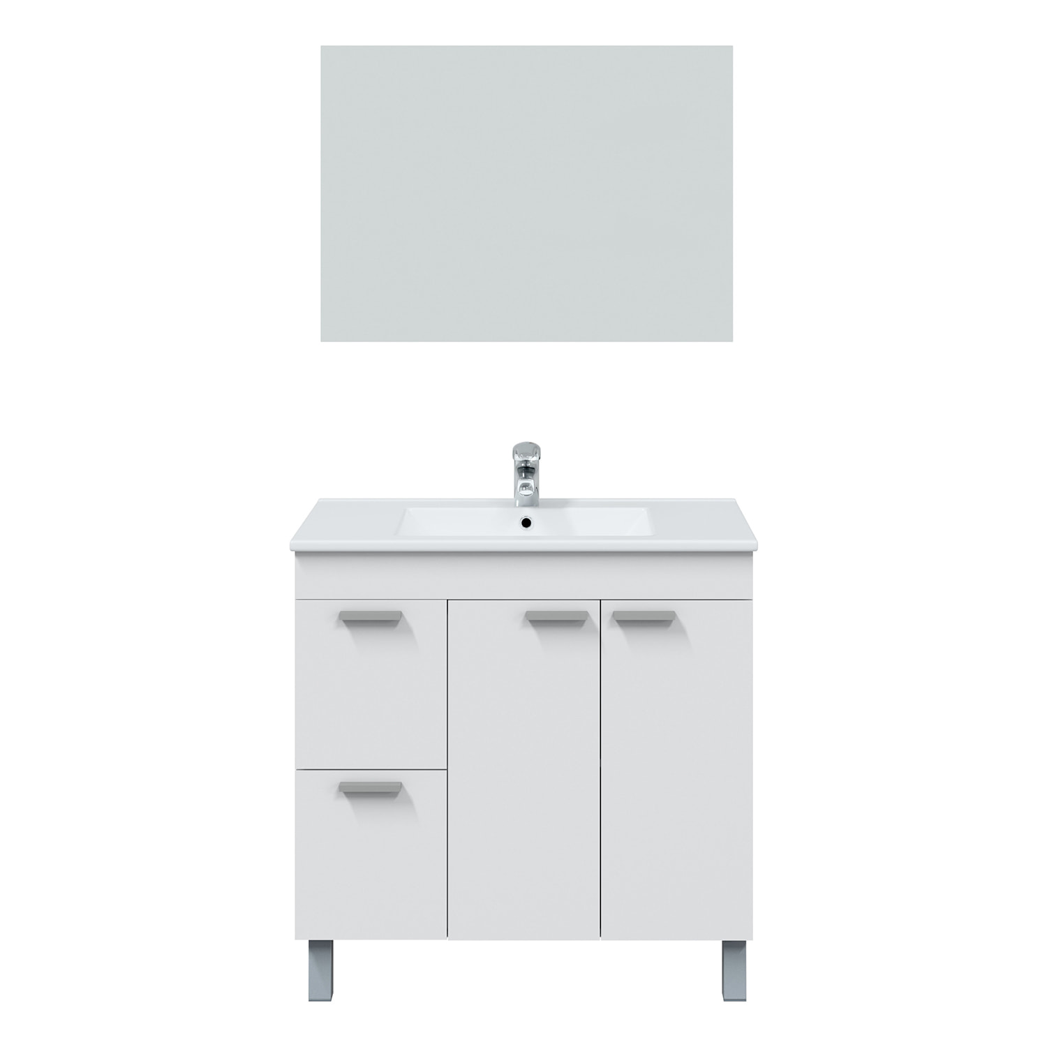 Mueble baño adam 2p2c 80cm blanco brillo con espejo, sin lavabo