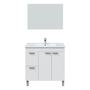 Mueble baño adam 2p2c 80cm blanco brillo con espejo, sin lavabo