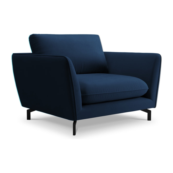 Fauteuil xl "Podium" en velours bleu roi