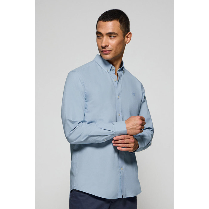 Camisa lisa oxford azul celeste con logo bordado Polo Club