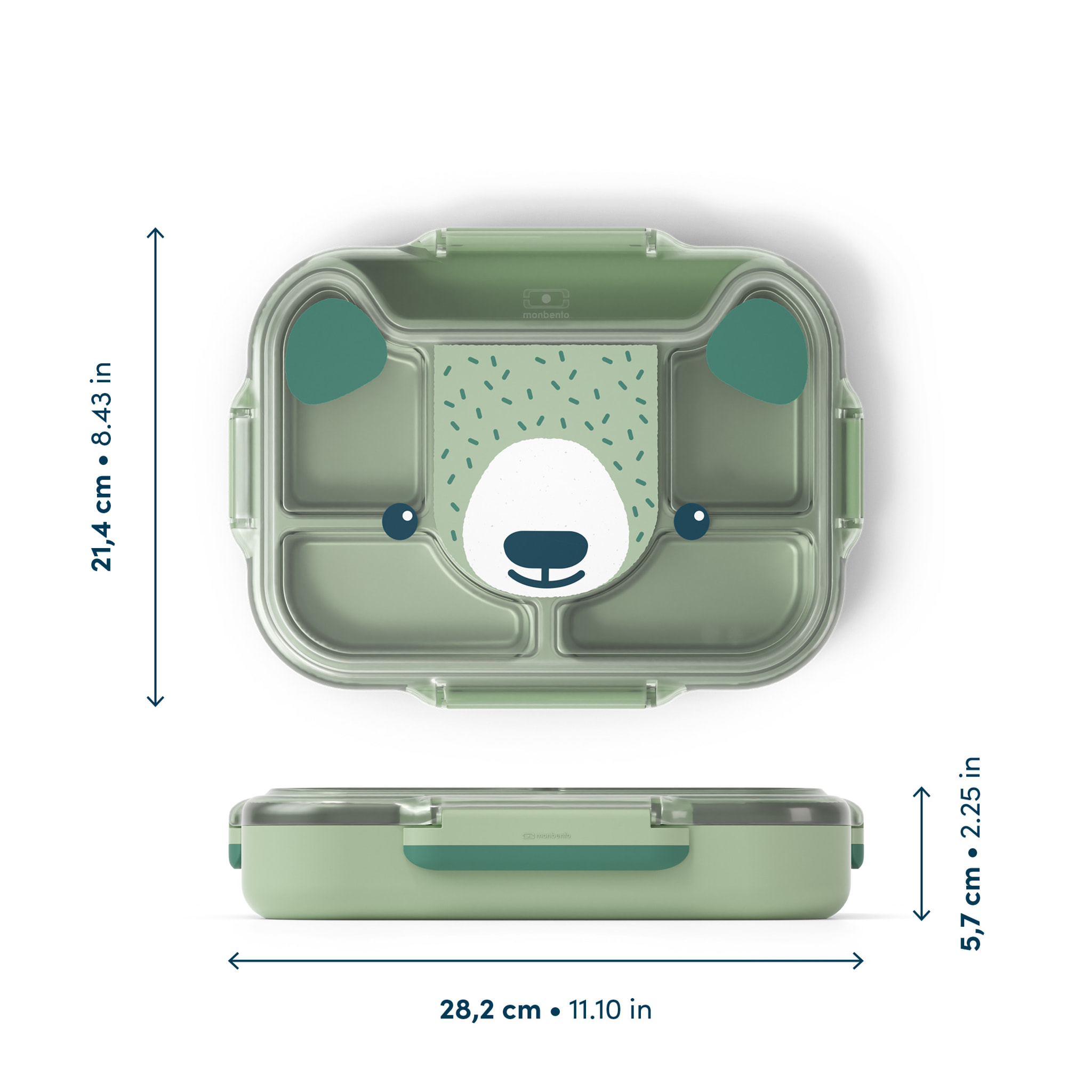 Lunch box plateau pour enfant Wonder 950ml Vert Ours