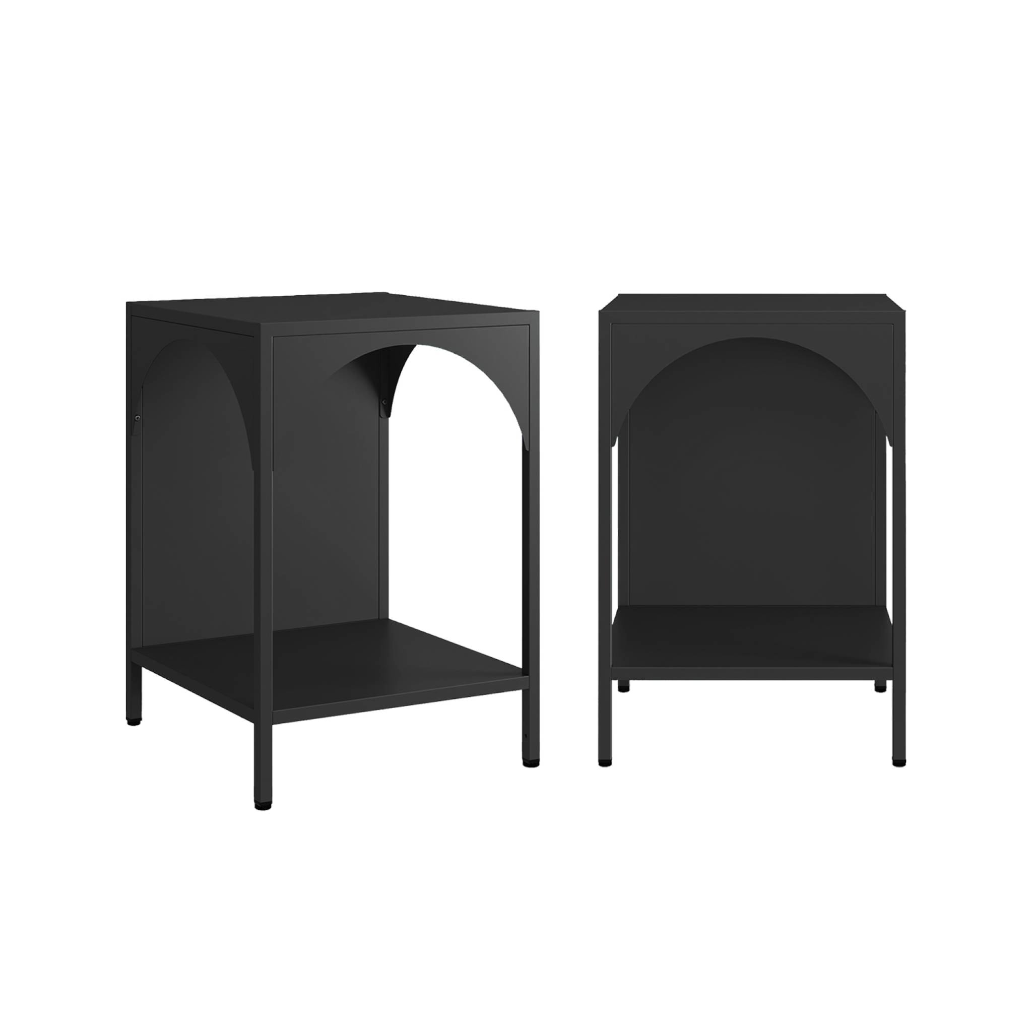 Lot de 2 tables de chevet. tables d'appoint en acier style industriel. noir. L 35 x l 35 x H 51cm