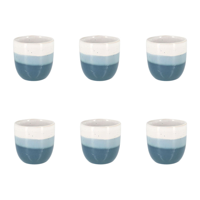 Lot de 6 tasses expresso bleus en grès 11cl RIGA