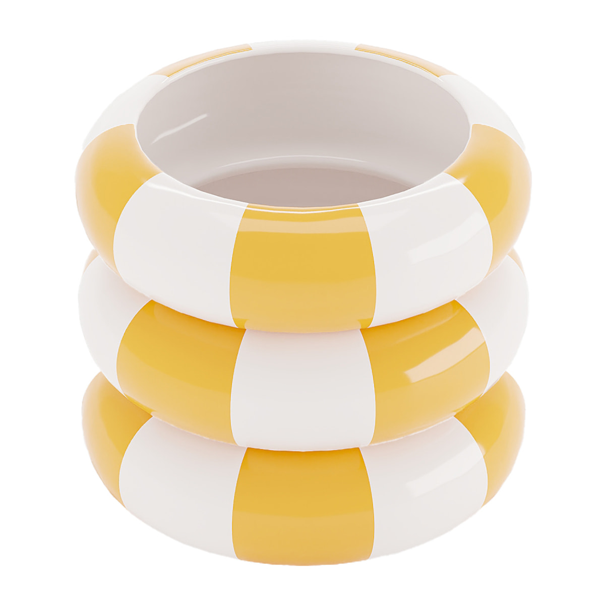 Berlin - Cache-pot de fleurs bouée rayé jaune en céramique