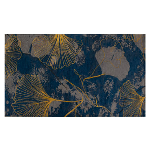 TAPPETO ARREDO DIS. GINKO BLU INDIACO MIS. 140X200 CM CON ANTISCIVOLO