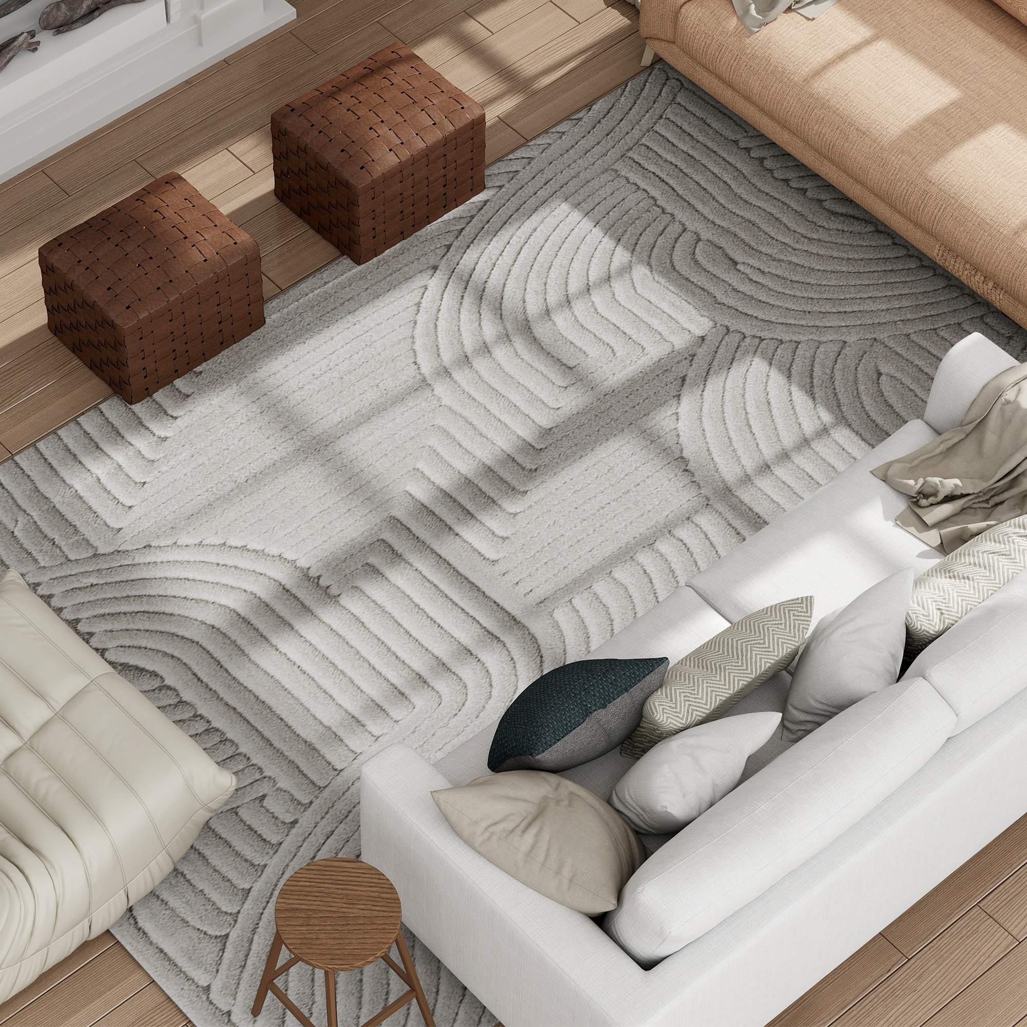 Alfombra Salón 230x160 cm Alfombra Pelo Corto Estilo Moderno Base Antideslizante Tejida a Máquina Tapete para Sala de Estar Dormitorio Comedor Gris