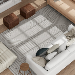 Alfombra Salón 230x160 cm Alfombra Pelo Corto Estilo Moderno Base Antideslizante Tejida a Máquina Tapete para Sala de Estar Dormitorio Comedor Gris