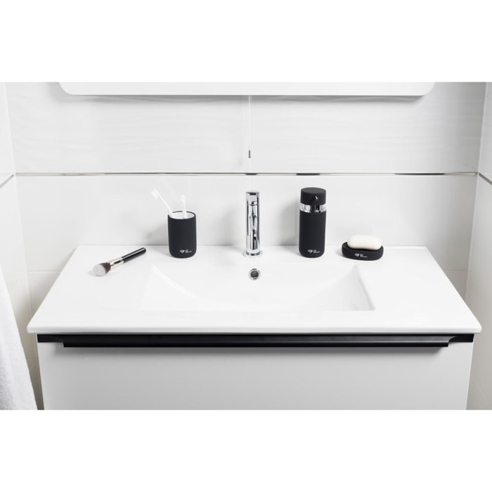 Set d'accessoires Infinitio Distributeur de savon, Porte savon, Gobelet, céramique Noir mat PackSAT-NoirMat