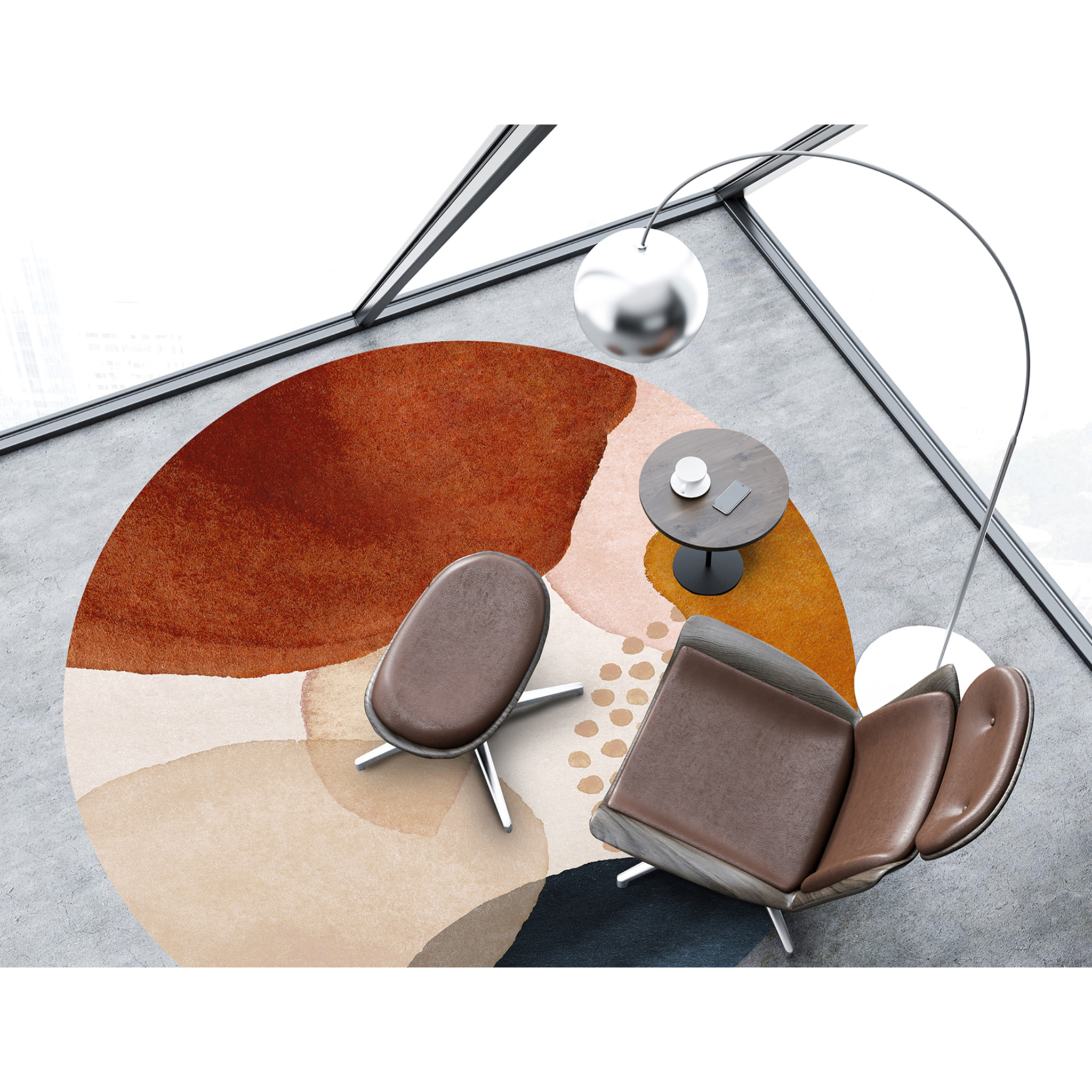 Alfombra de vinilo CERAMIKO, Anoushka, diseño moderno [Diam] 200 cm